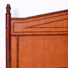 British Colonial Style Super King Faux Bamboo and Grasscloth Bed
