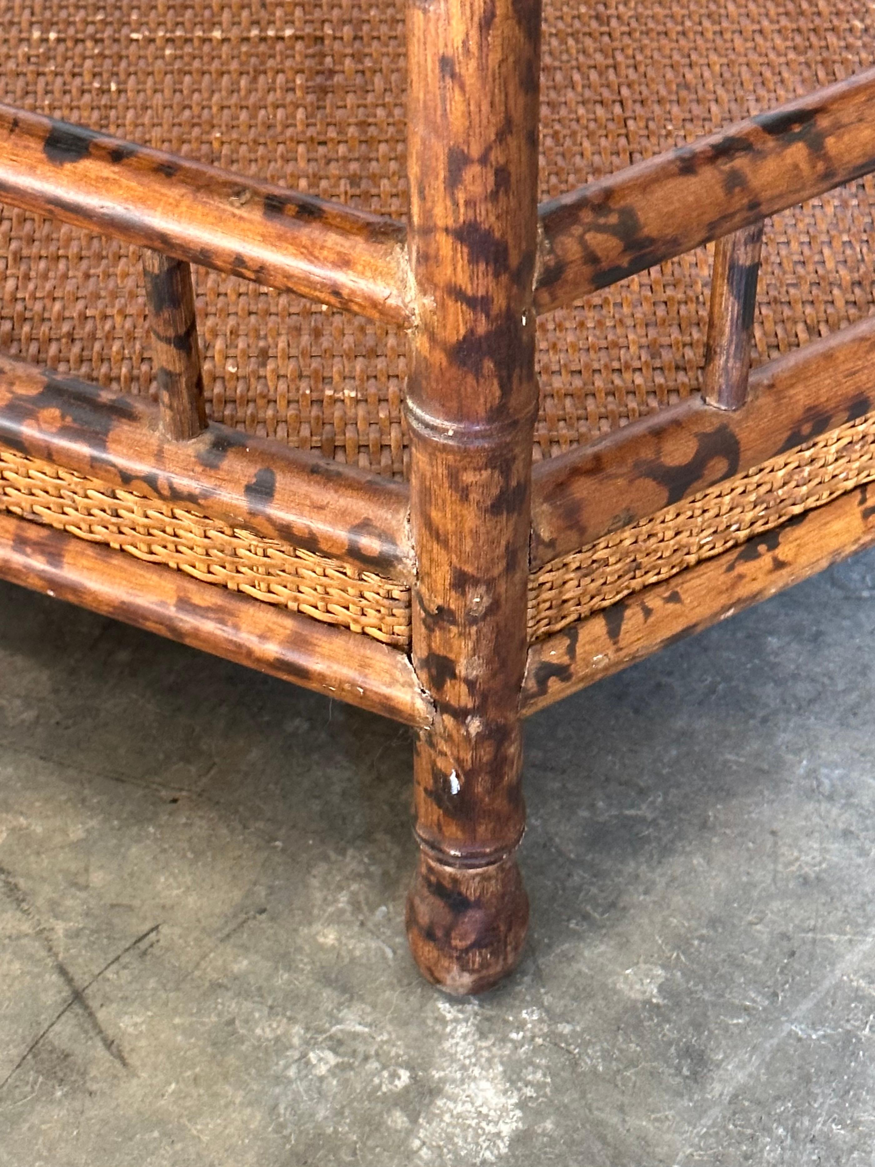 British Colonial Style Tiered Hexagon Table in Faux Bamboo and Cane 5
