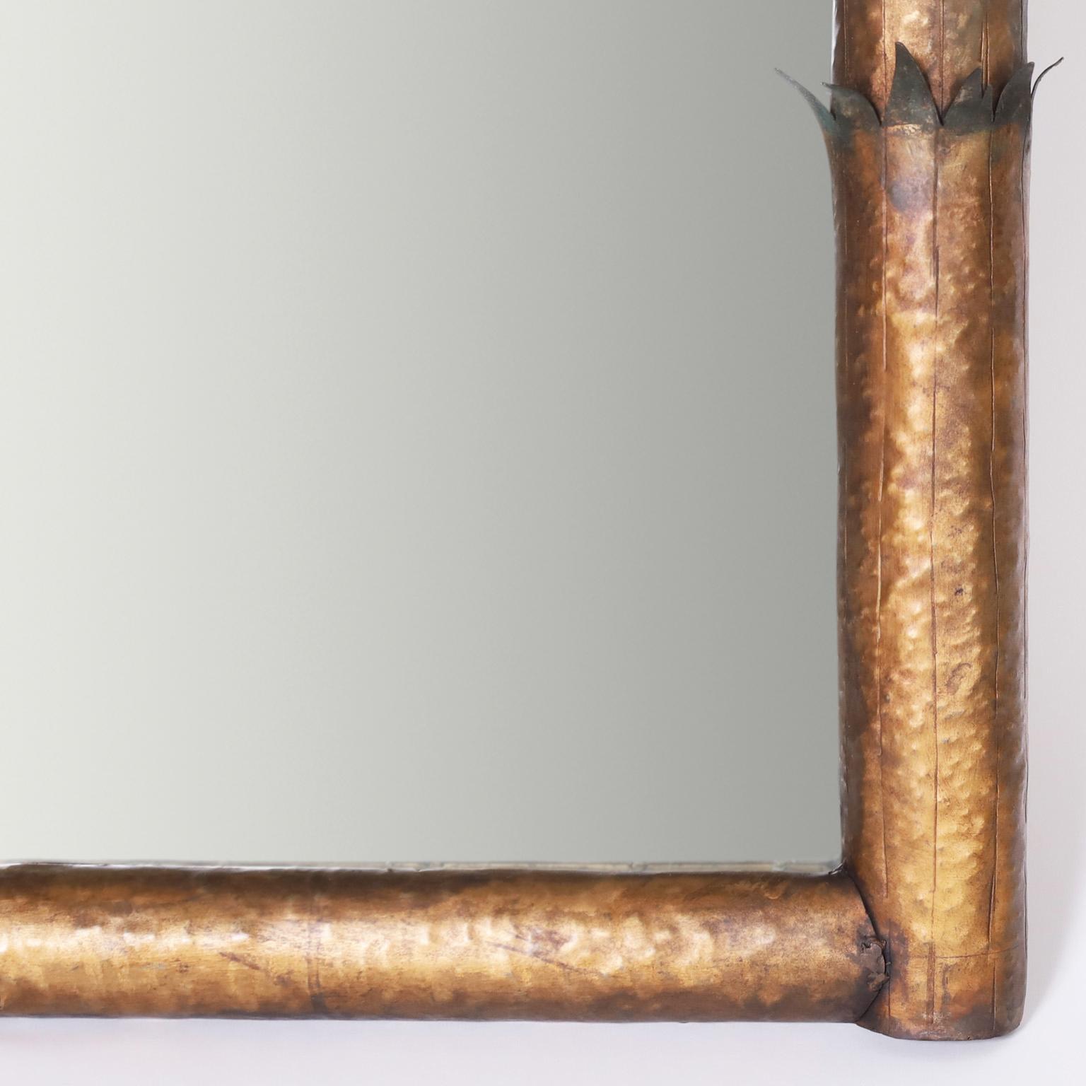 Italian British Colonial Style Tole Palm Tree Wall Mirror