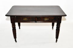 British Colonial Table with Two Drawers and Twist Legs with Casters