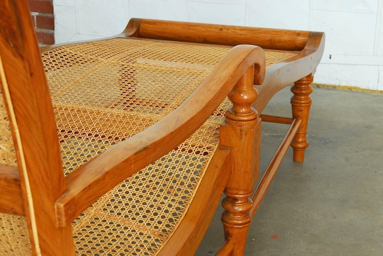 British Colonial Teak Chaise Lounge or Longue 2