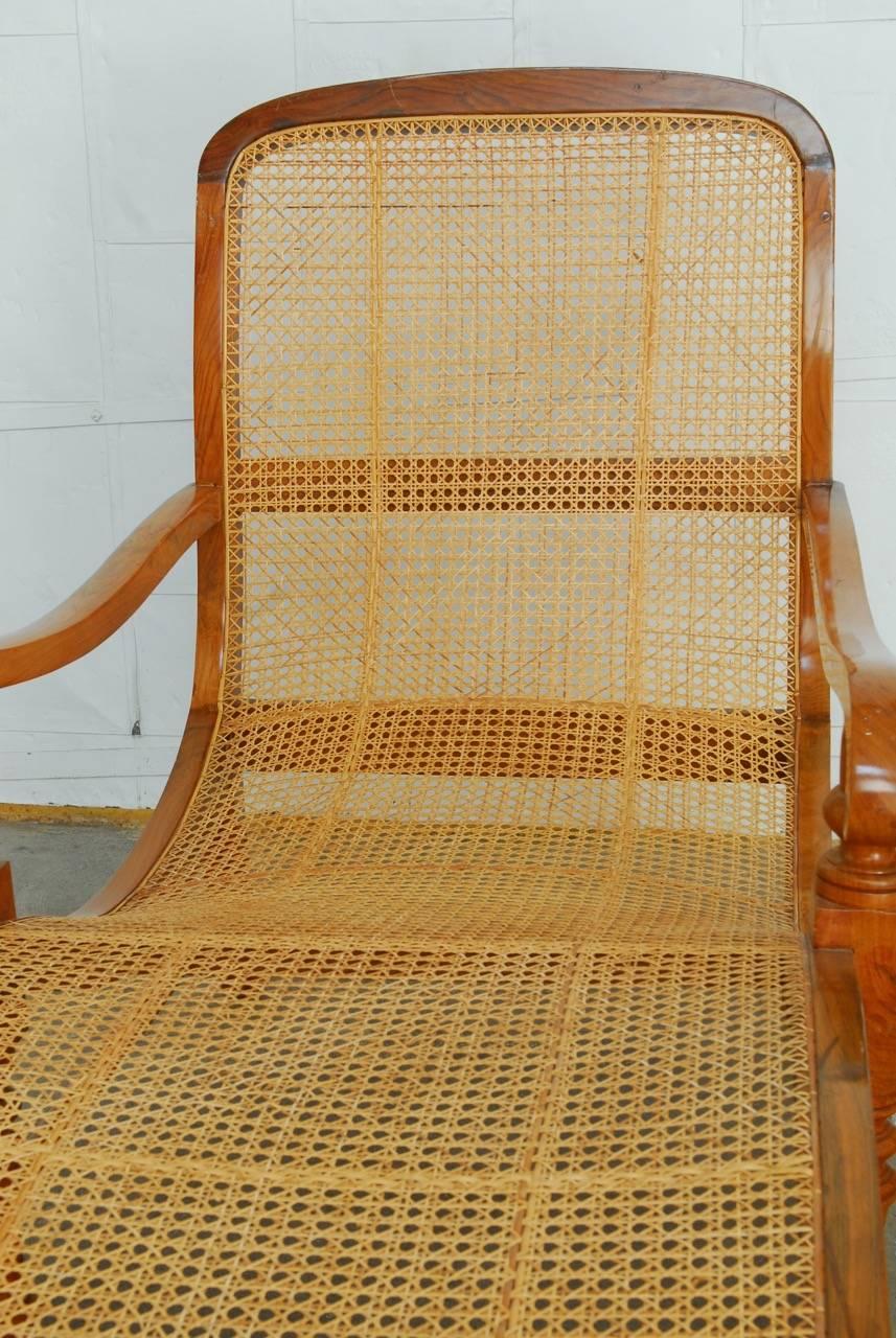Asian British Colonial Teak Chaise Lounge or Longue