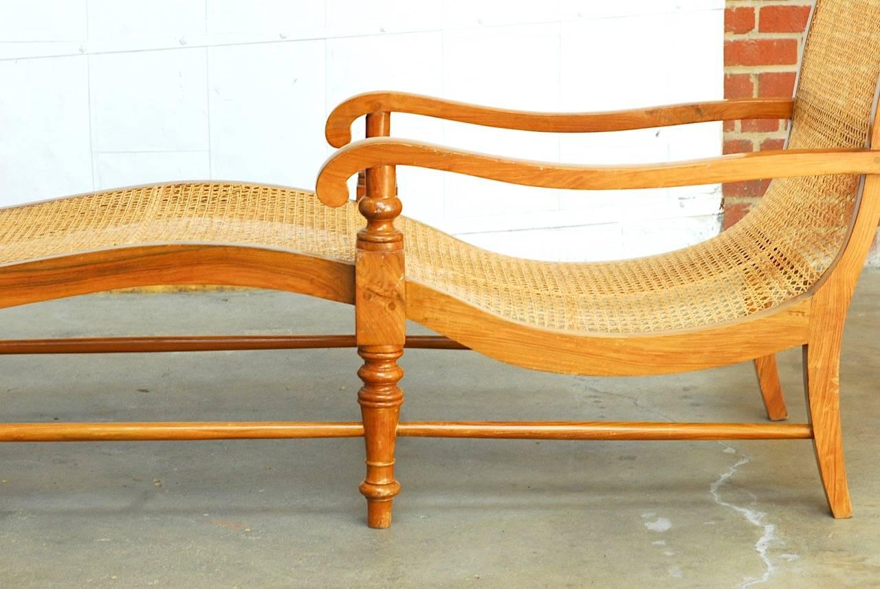 20th Century British Colonial Teak Chaise Lounge or Longue
