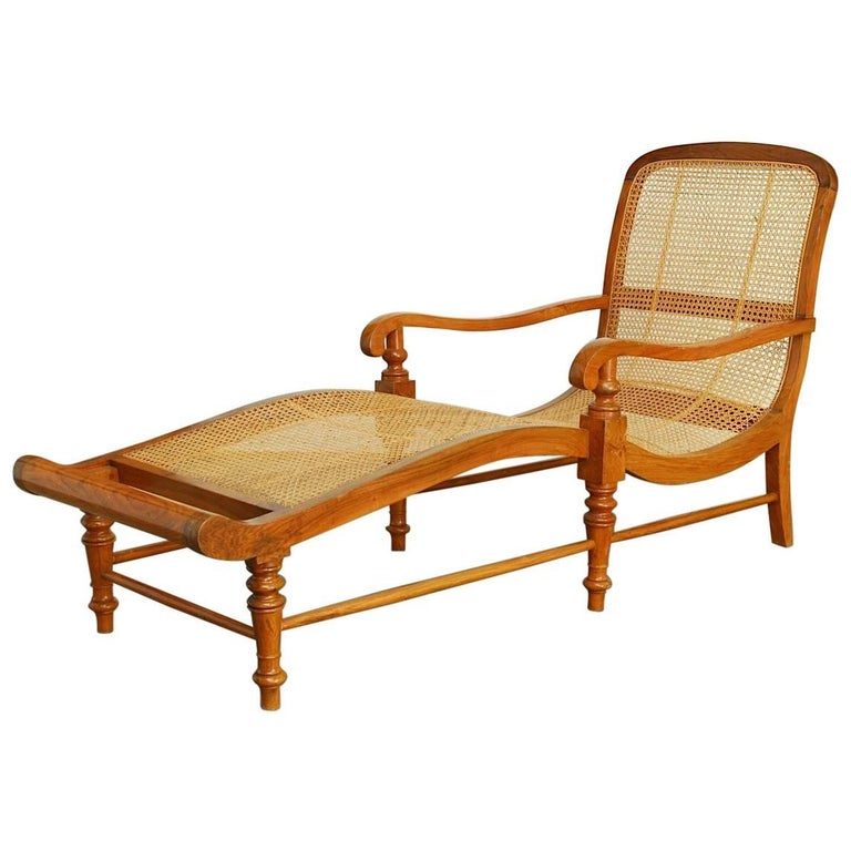 British Colonial Teak Chaise Lounge or Longue at 1stDibs | chaise longue  coloniale, chaise colonial