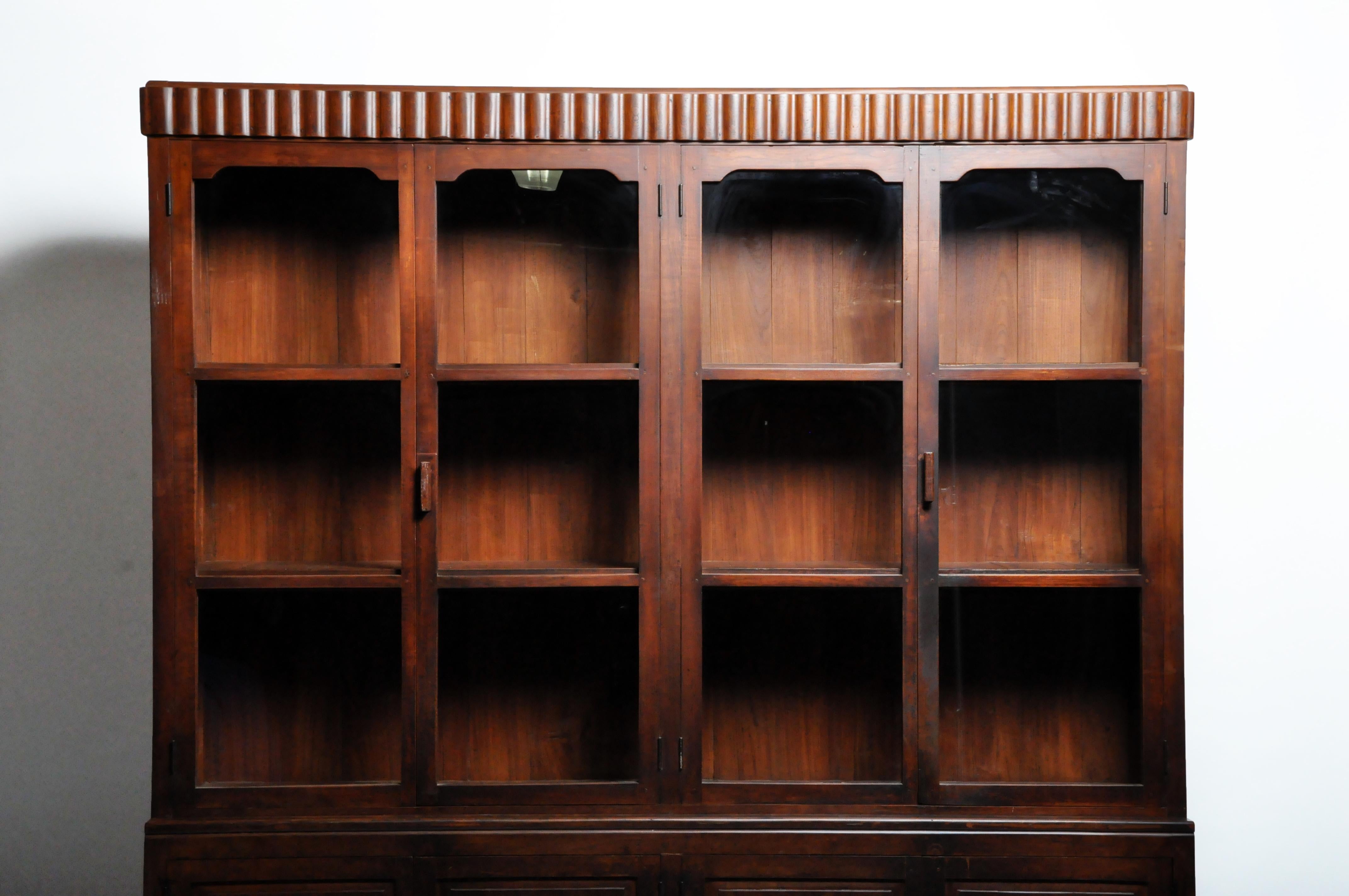 Thai British Colonial Teak Wood Bookcase