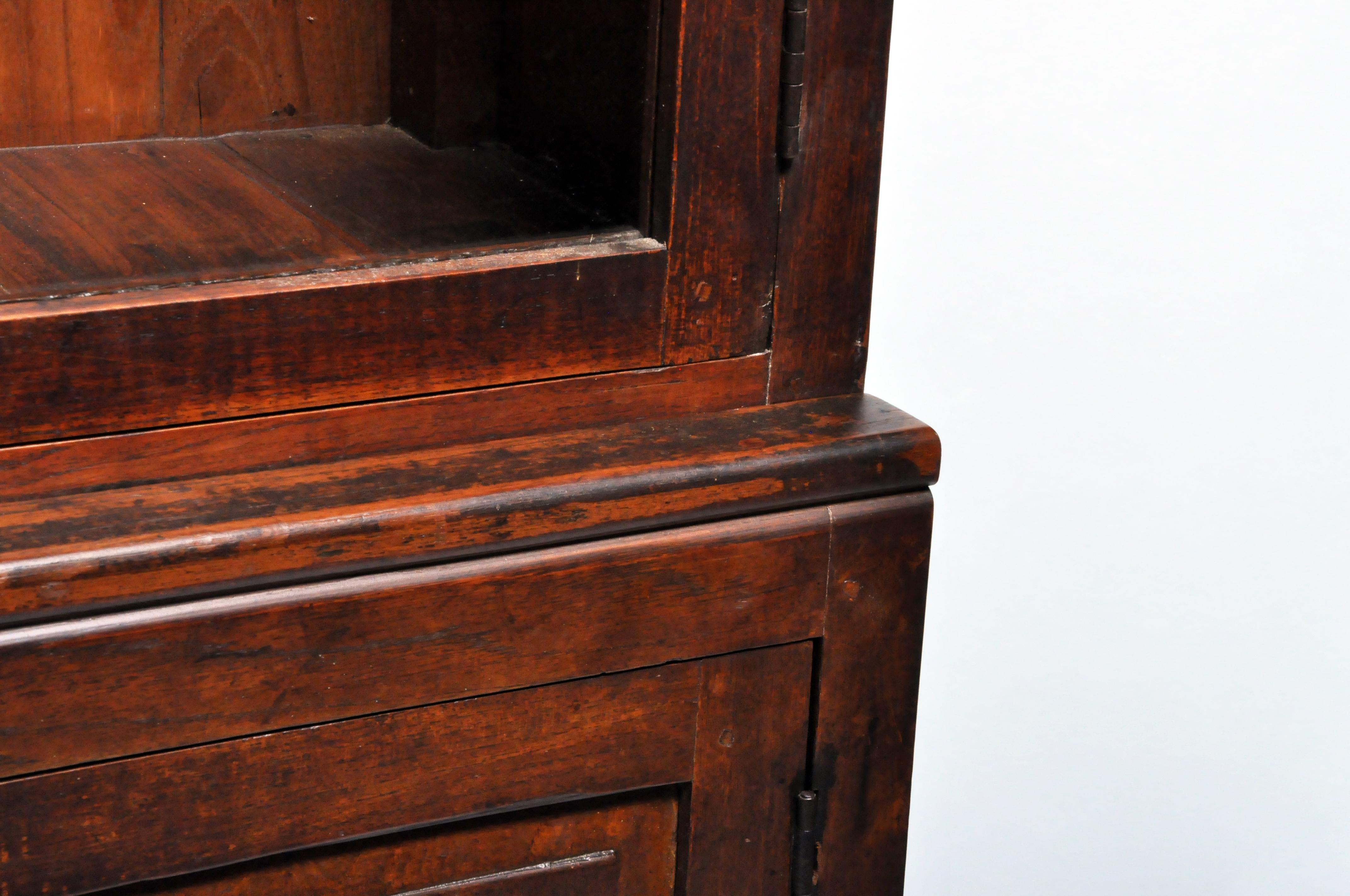 Glass British Colonial Teak Wood Bookcase