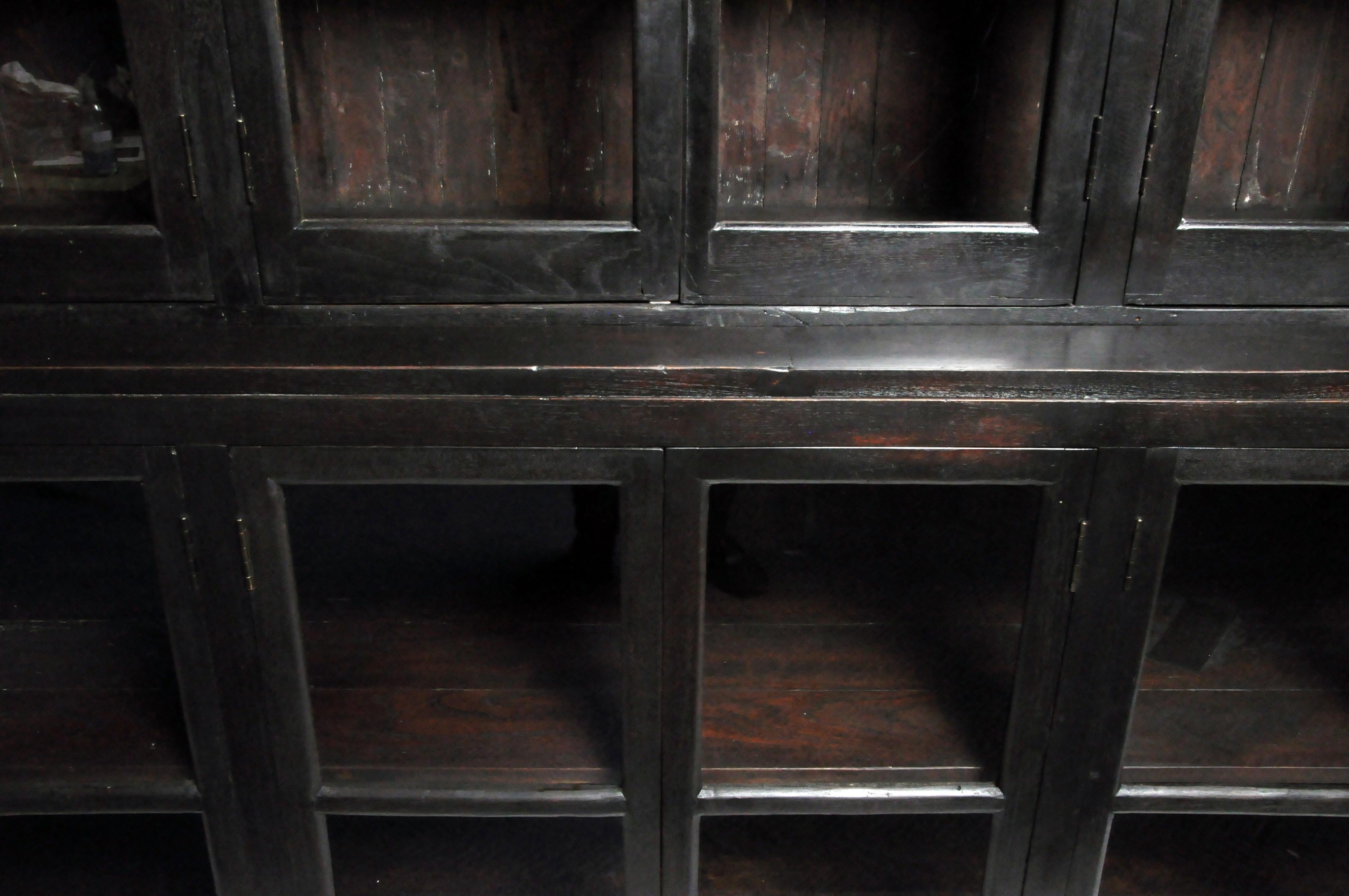 British Colonial Teak Wood Breakfront Bookcase 6