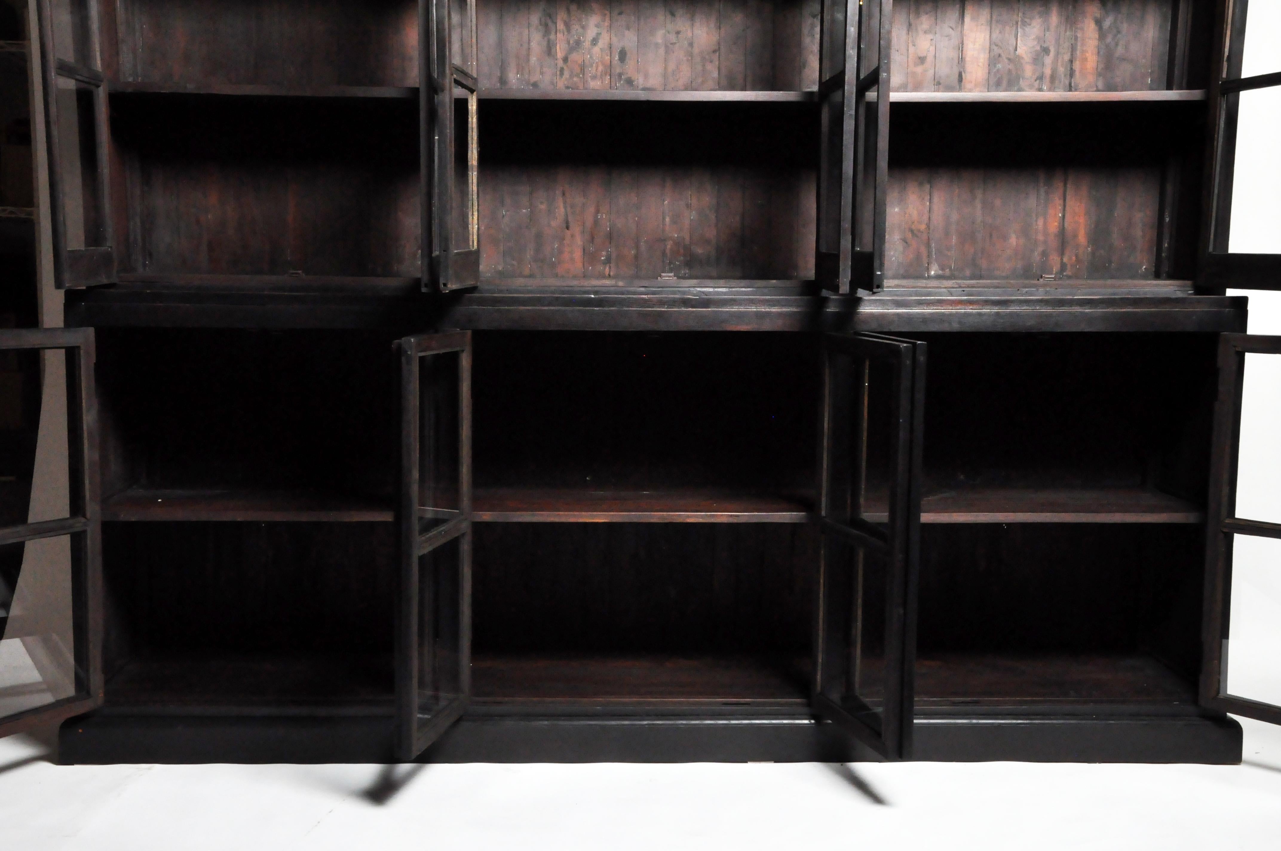 British Colonial Teak Wood Breakfront Bookcase 9