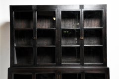 British Colonial Teak Wood Breakfront Bookcase