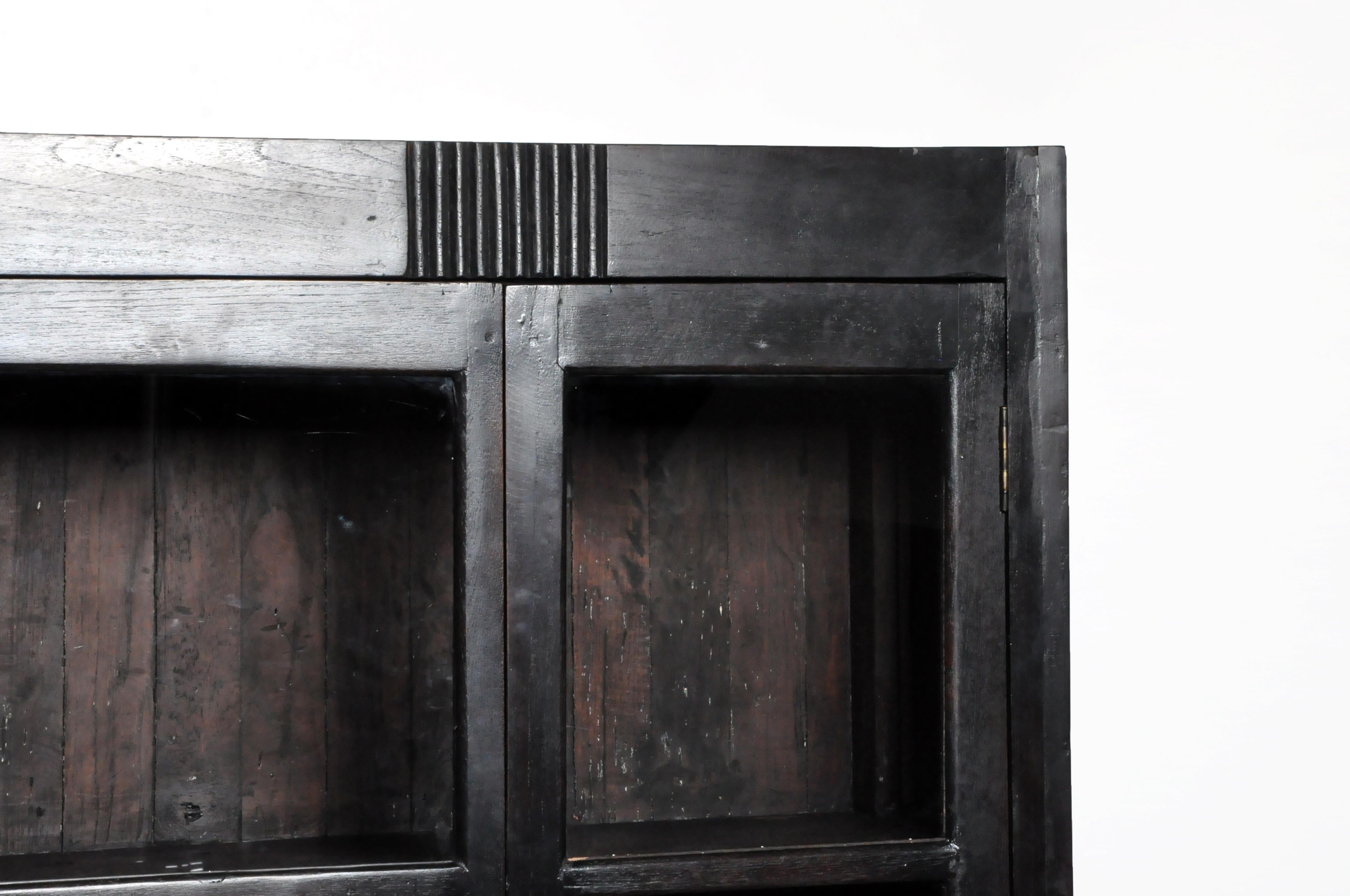British Colonial Teak Wood Breakfront Bookcase 2