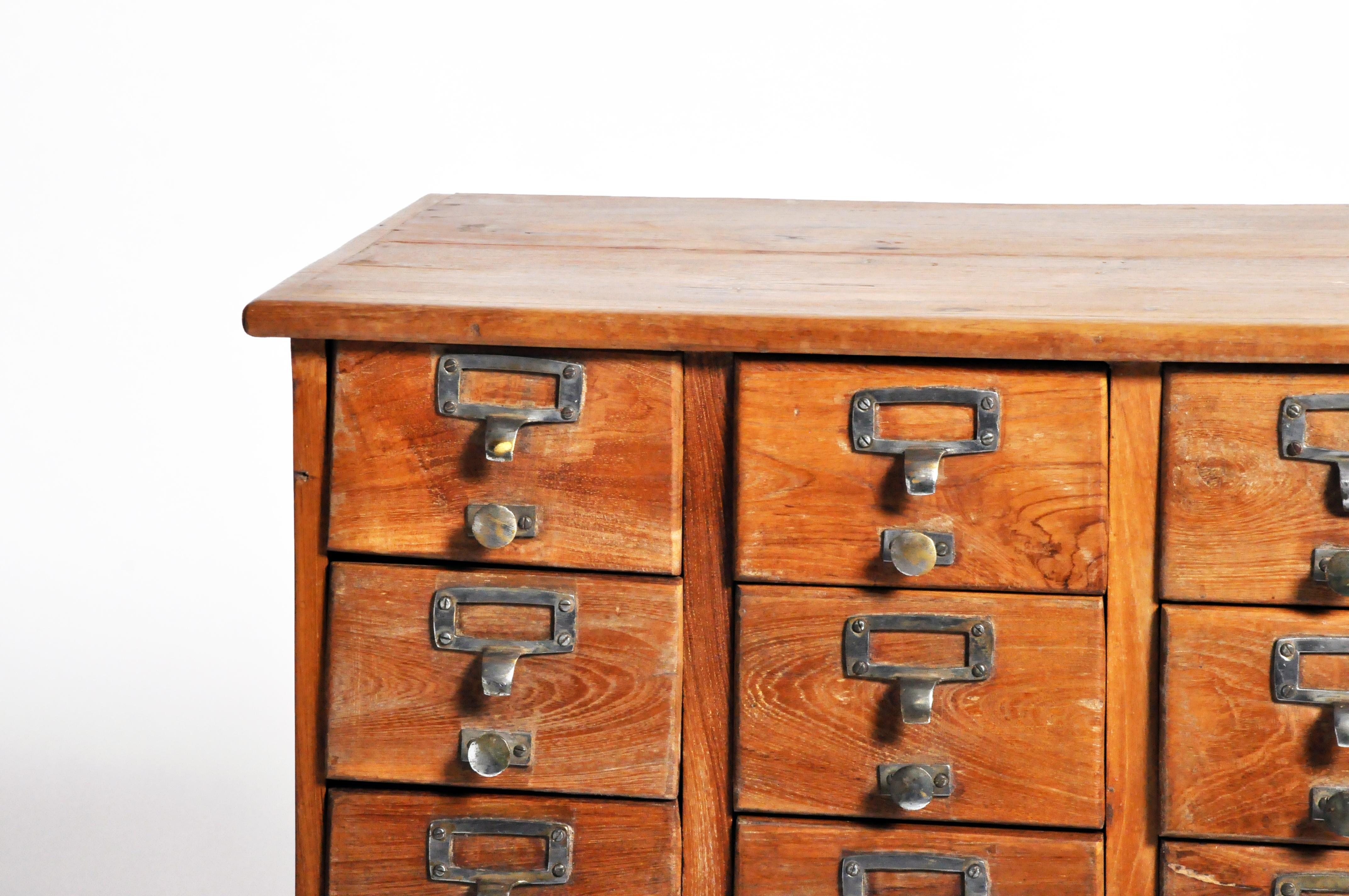 British Colonial Teak Wood Filing Cabinet with Thirty-Two Drawers 3