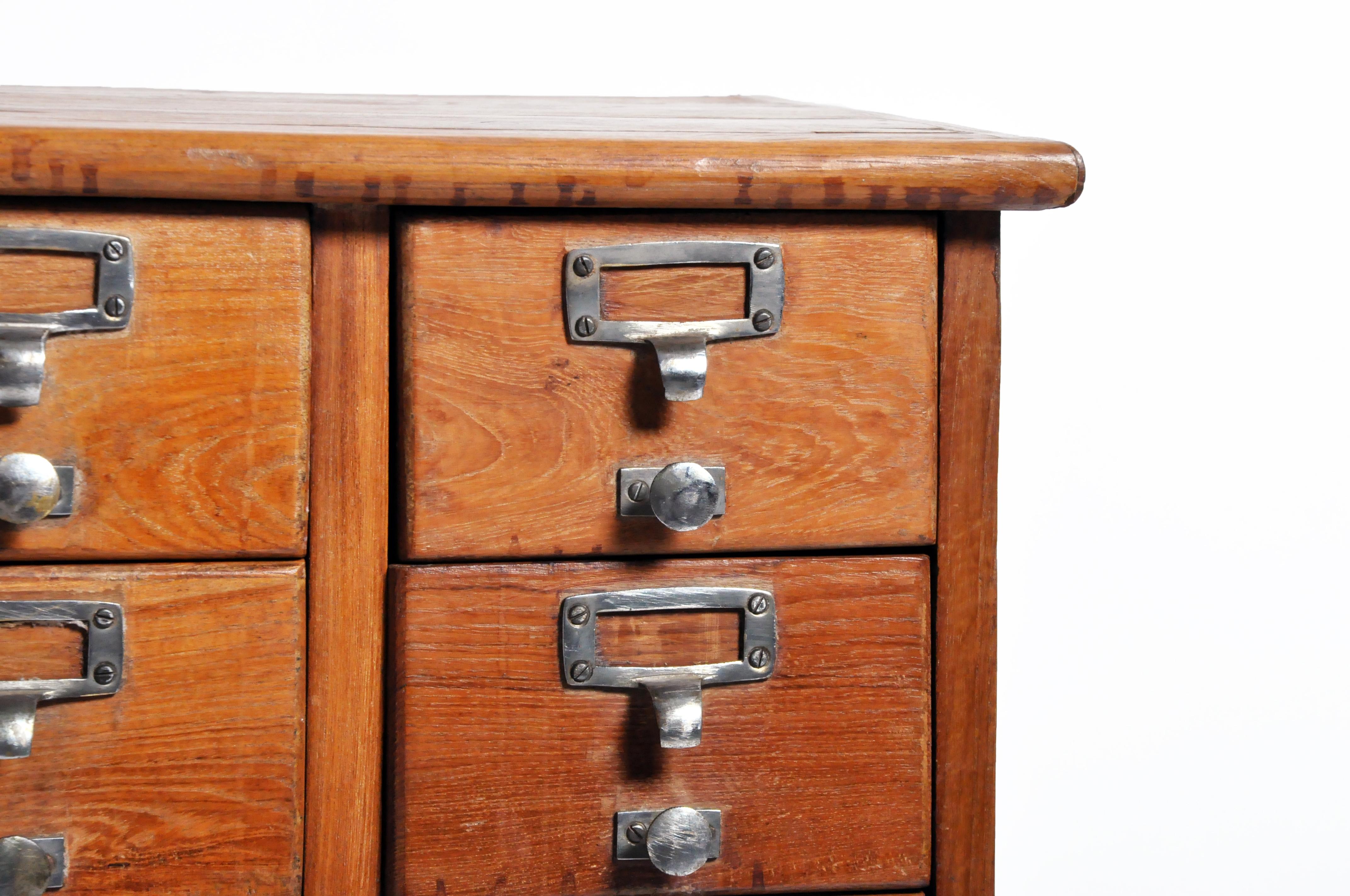 British Colonial Teak Wood Filing Cabinet with 20 Drawers 4