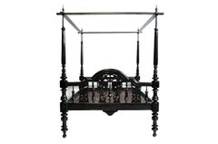 British Colonial Teak Wood Queen-Size Bed