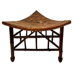 British Colonial Tortoiseshell Bamboo Triangular Thebes Stool