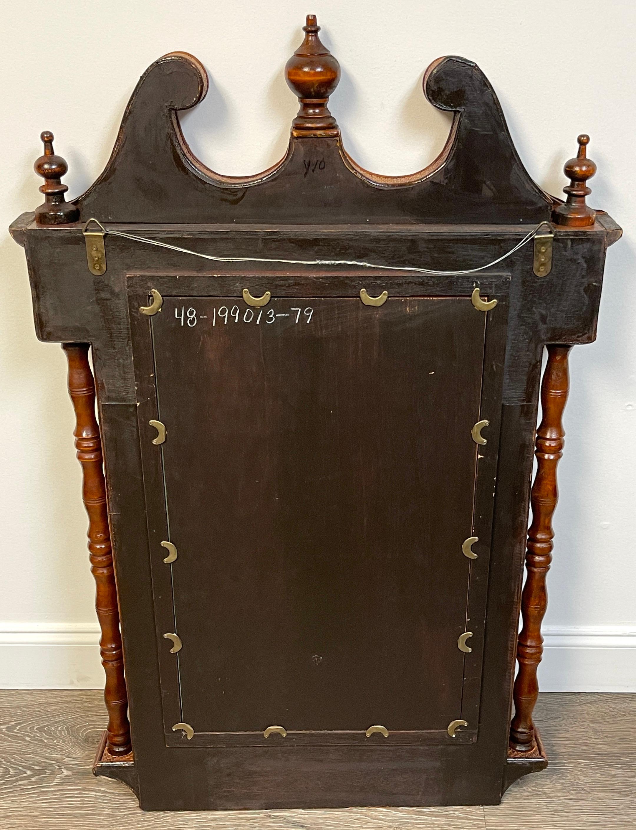 Hardwood British Colonial Tradewinds Rattan & Copper Grandfathers Clock Bonnet Mirror For Sale
