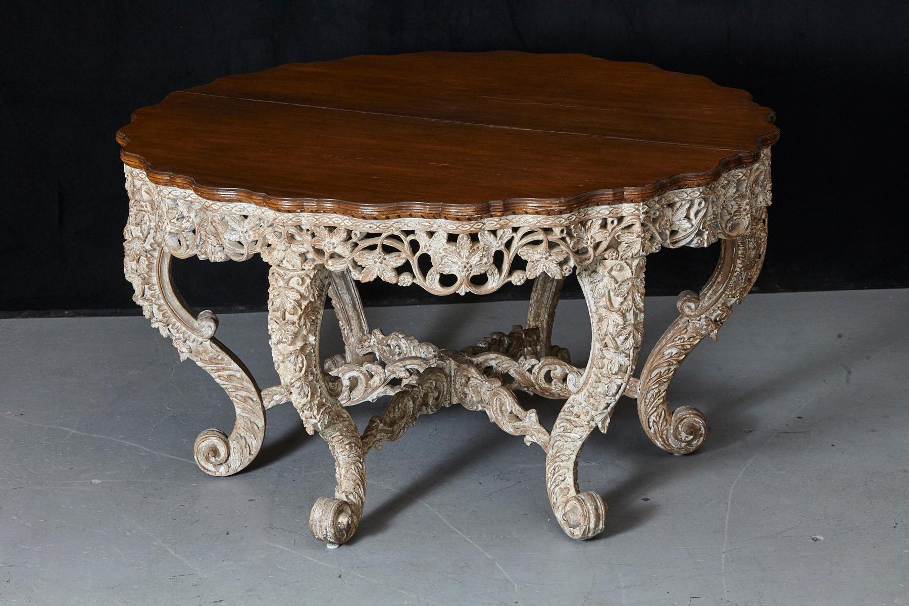 British Colonial Victorian Carved and Painted Centre Table, circa 1870s For Sale 2