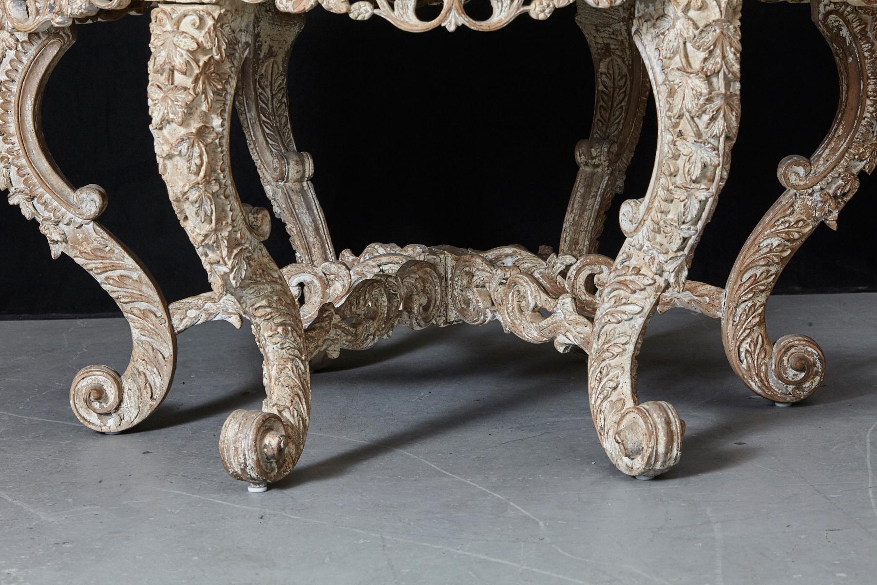 Hand-Carved British Colonial Victorian Carved and Painted Centre Table, circa 1870s For Sale