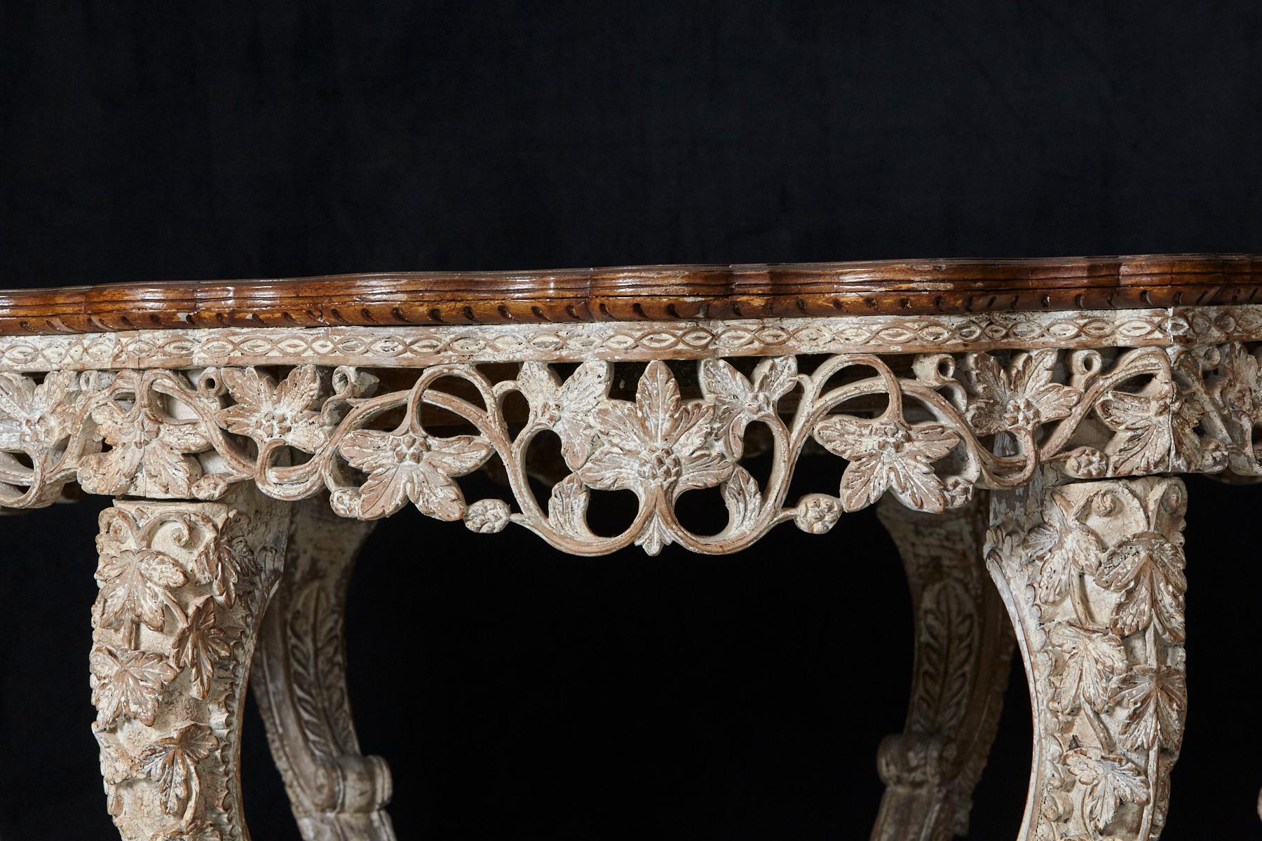 19th Century British Colonial Victorian Carved and Painted Centre Table, circa 1870s For Sale