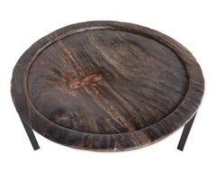 British Colonial Vintage Teak Serving Tray on Steel Mount