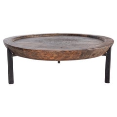 British Colonial Vintage Teak Serving Tray on Steel Mount