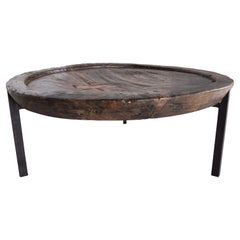 British Colonial Vintage Teak Serving Tray on Steel Mount