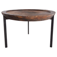 British Colonial Vintage Teak Serving Tray on Steel Mount