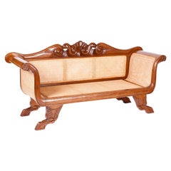 British Colonial West Indies Carved and Caned Sofa