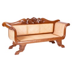 British Colonial West Indies Carved and Caned Sofa