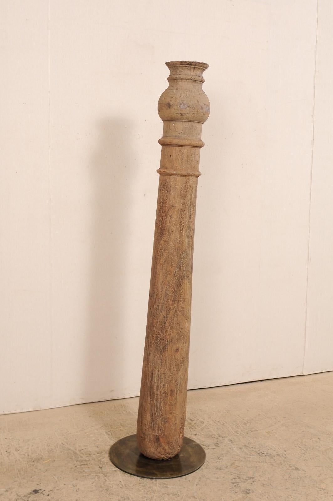 Indian British Colonial Wood Column on Stand For Sale