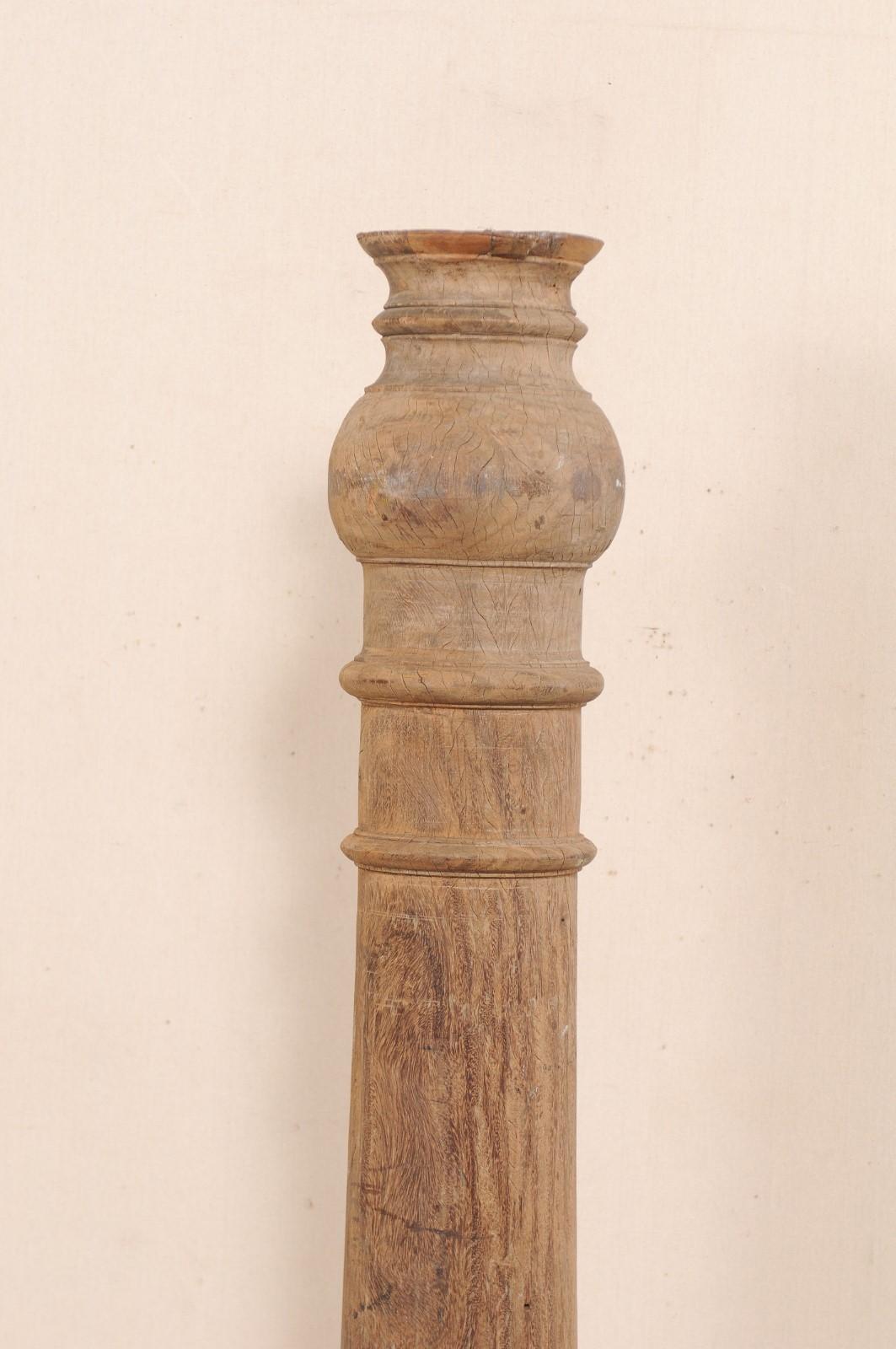 British Colonial Wood Column on Custom Stand In Good Condition For Sale In Atlanta, GA