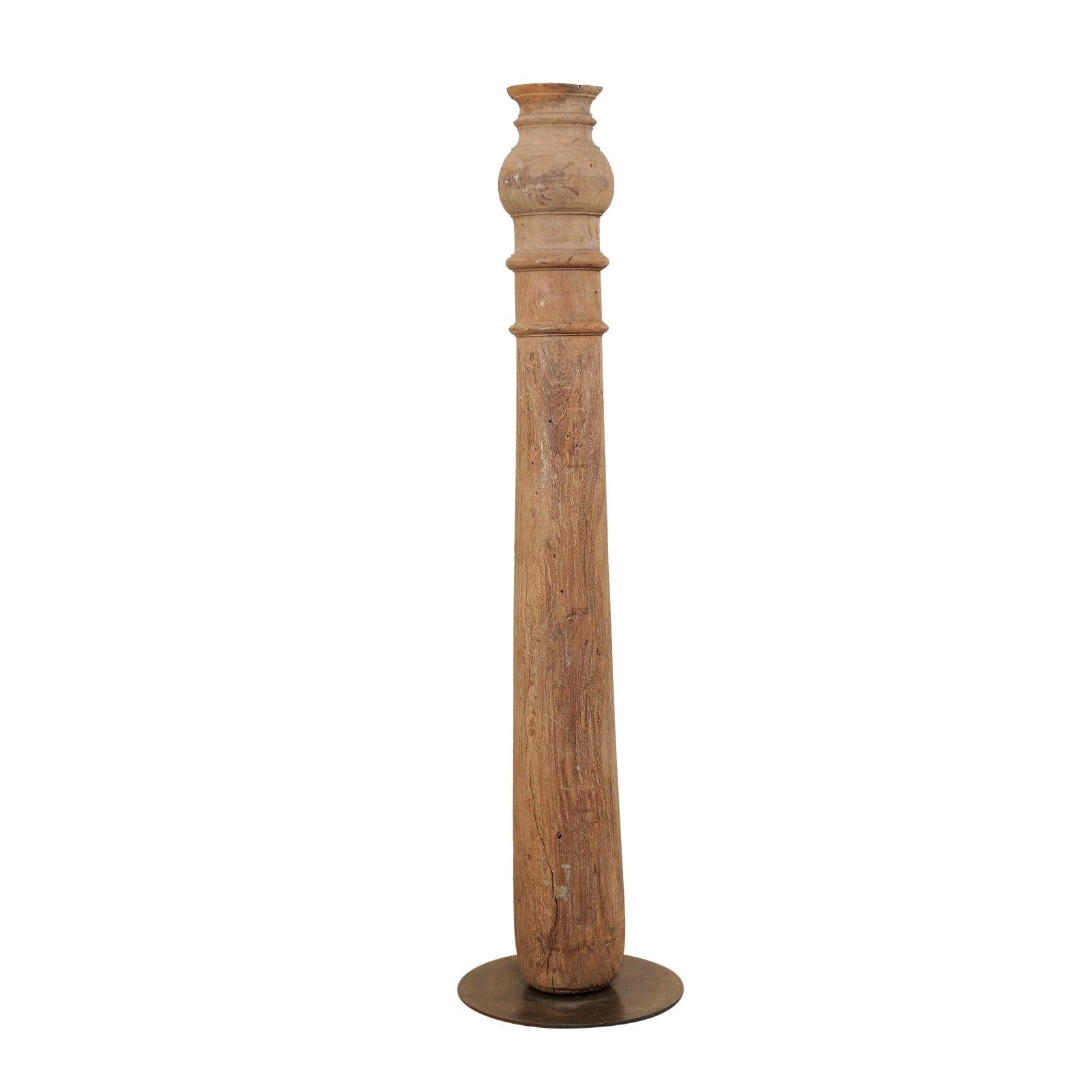 British Colonial Wood Column on Stand For Sale