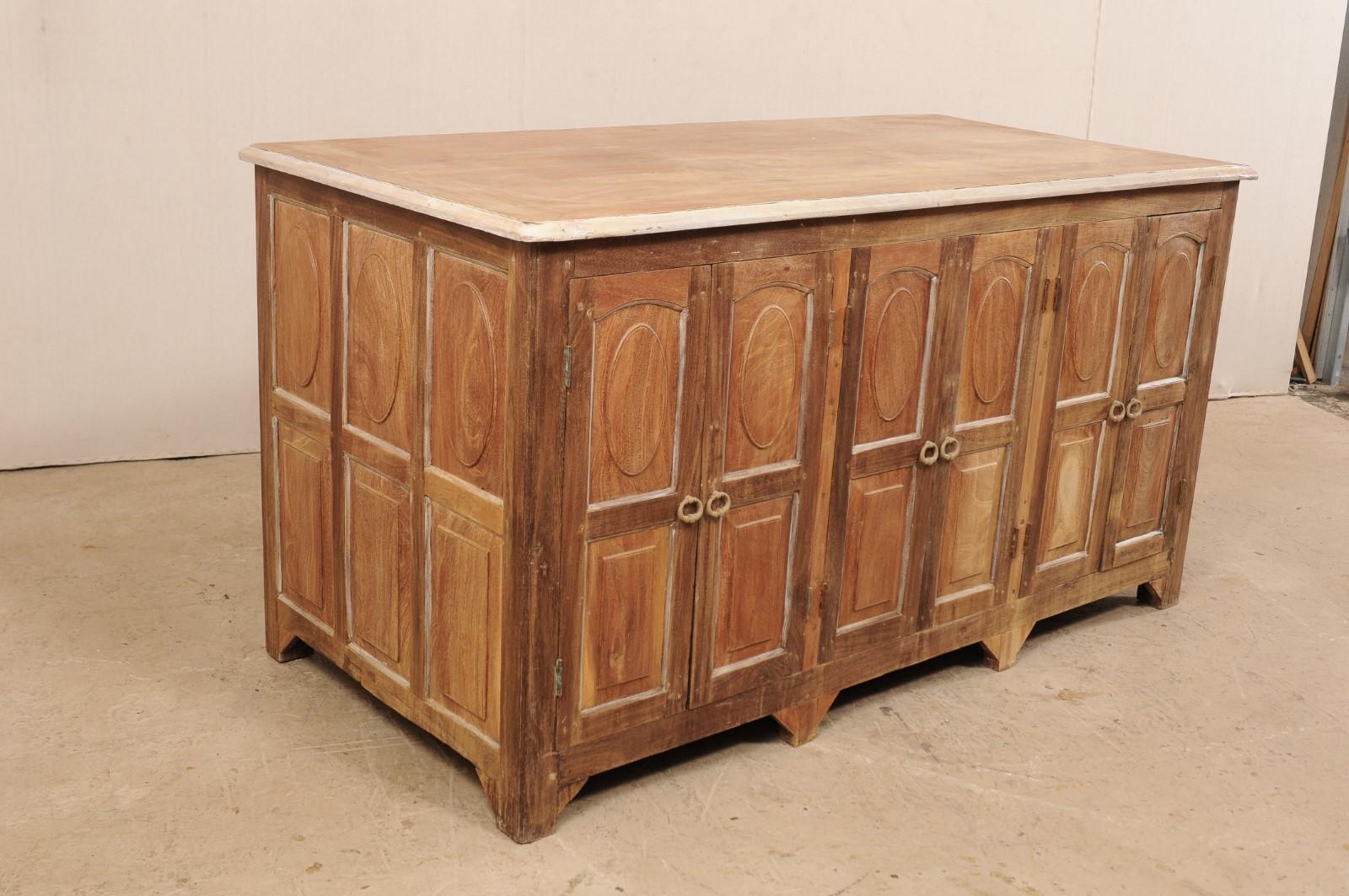 Carved Antique British Colonial Decoratively-Paneled Cabinet- Great for Kitchen Island!