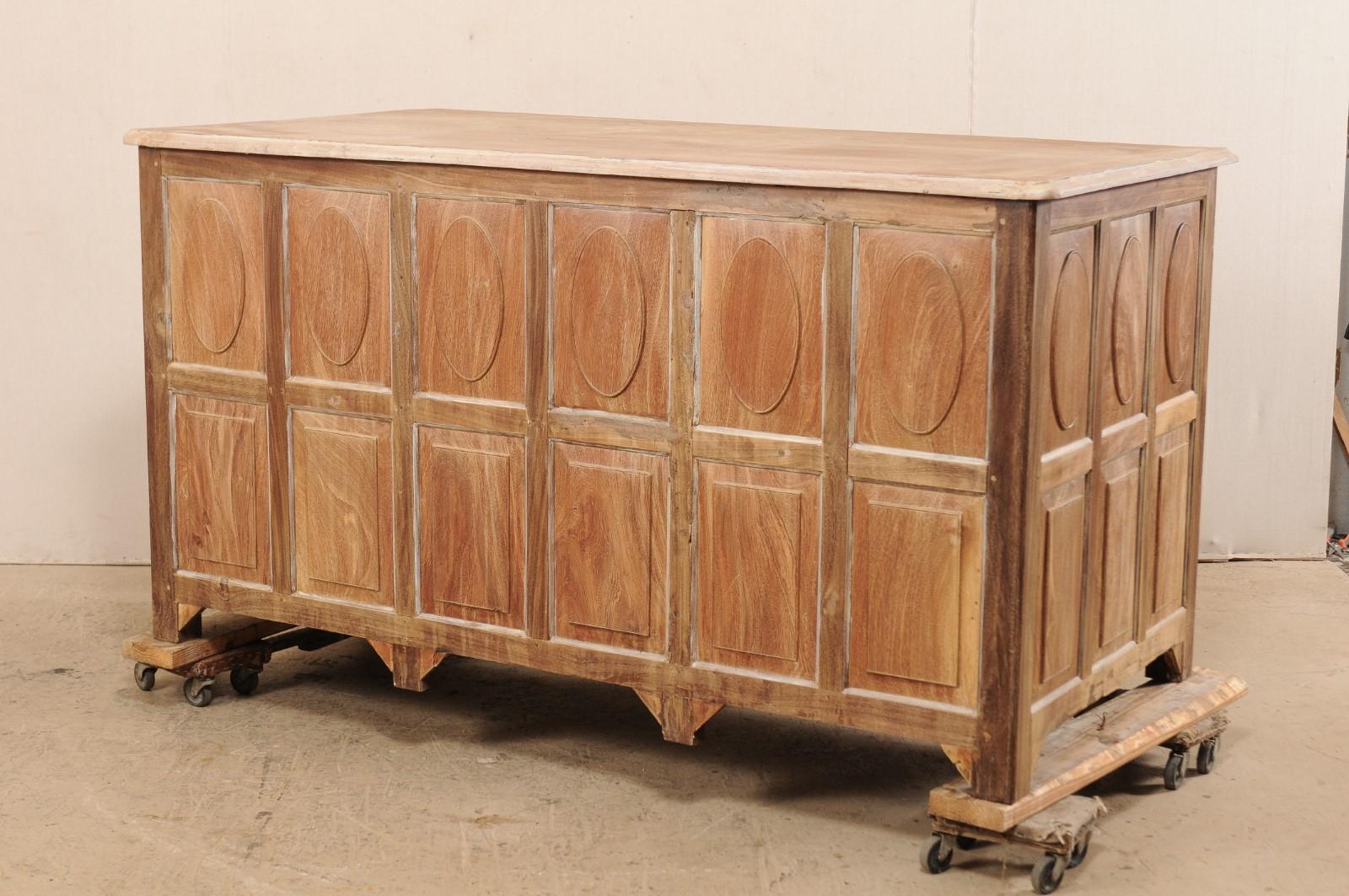 Wood Antique British Colonial Decoratively-Paneled Cabinet- Great for Kitchen Island!