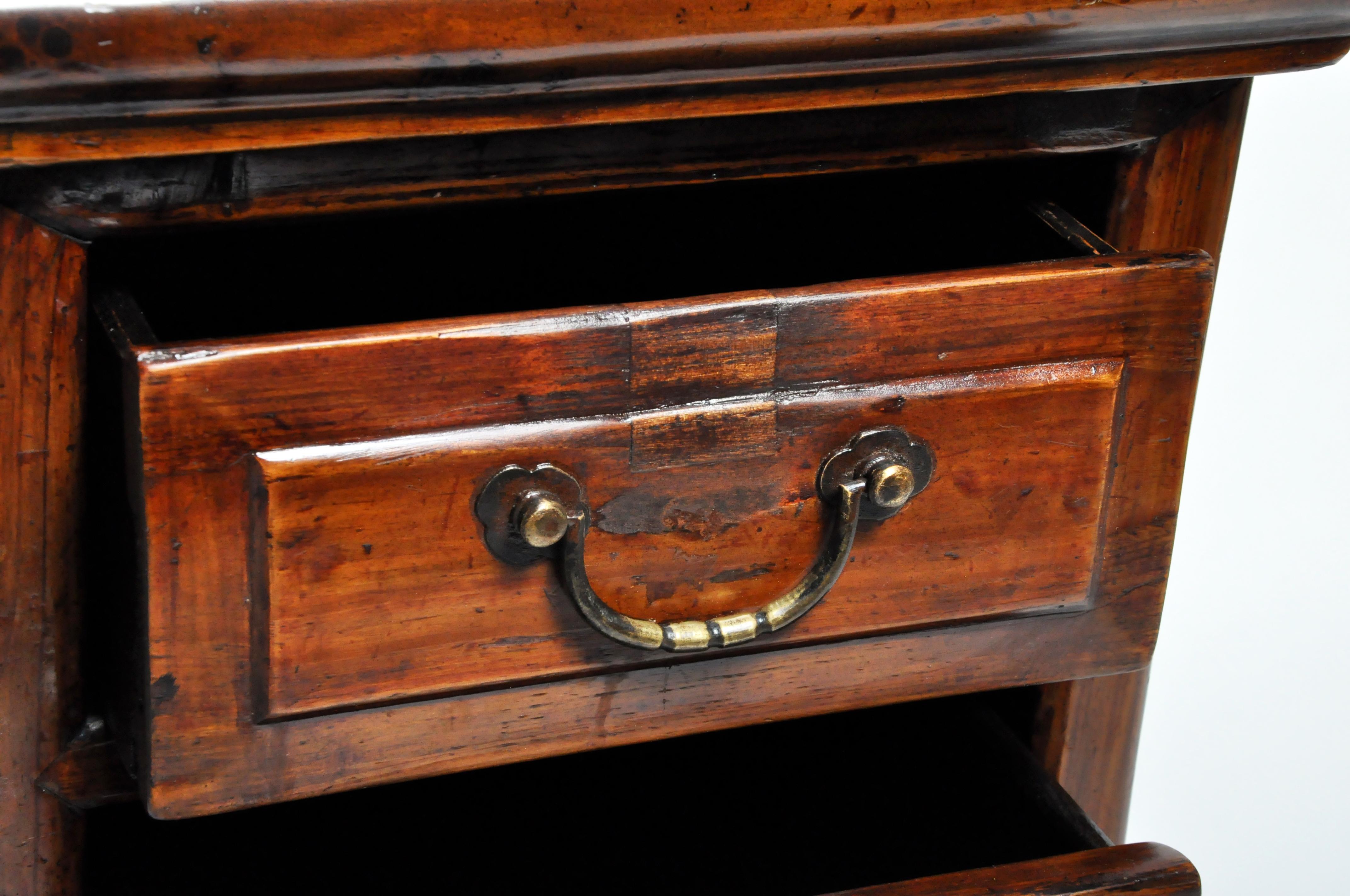 British Colonial Wooden Desk with Four Drawers and Two Doors 8