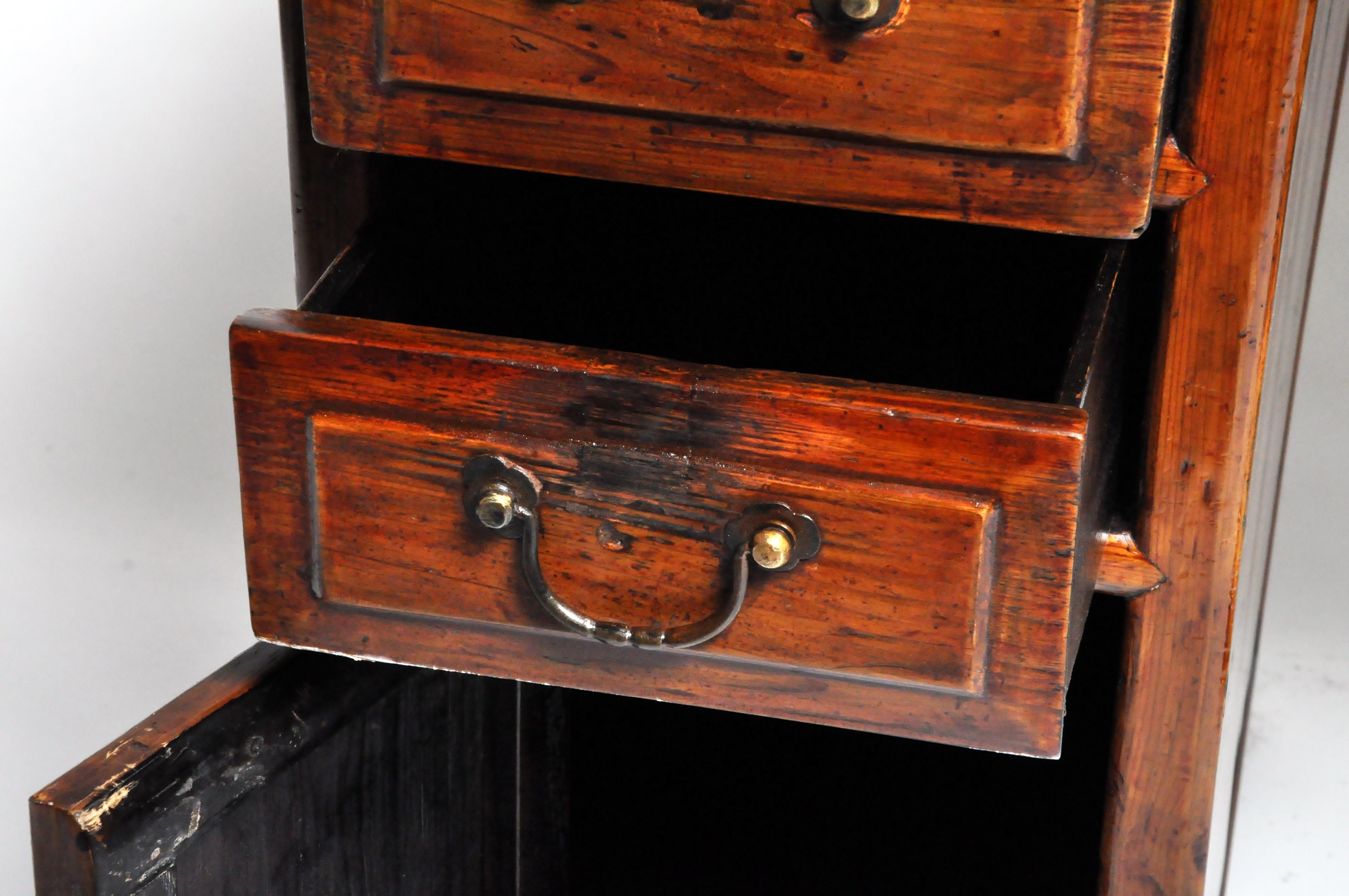 British Colonial Wooden Desk with Four Drawers and Two Doors 9