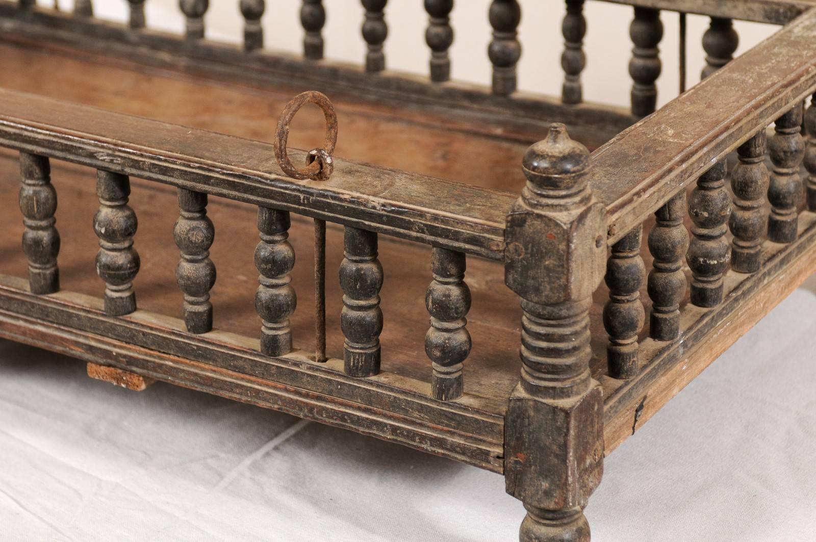 Indian British Colonial Wooden Pet Bed / Bassinet from the Mid-20th Century