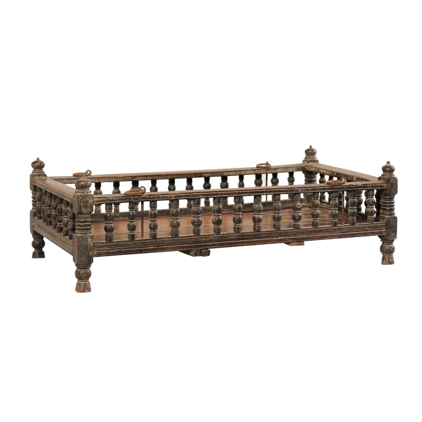 British Colonial Wooden Pet Bed / Bassinet from the Mid-20th Century