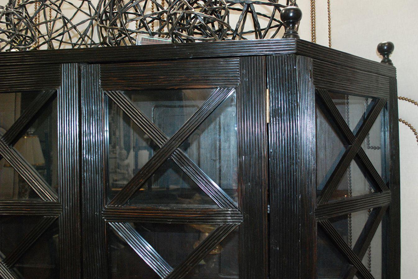 American British Colonial X-Design Display Cabinet Reproduction For Sale