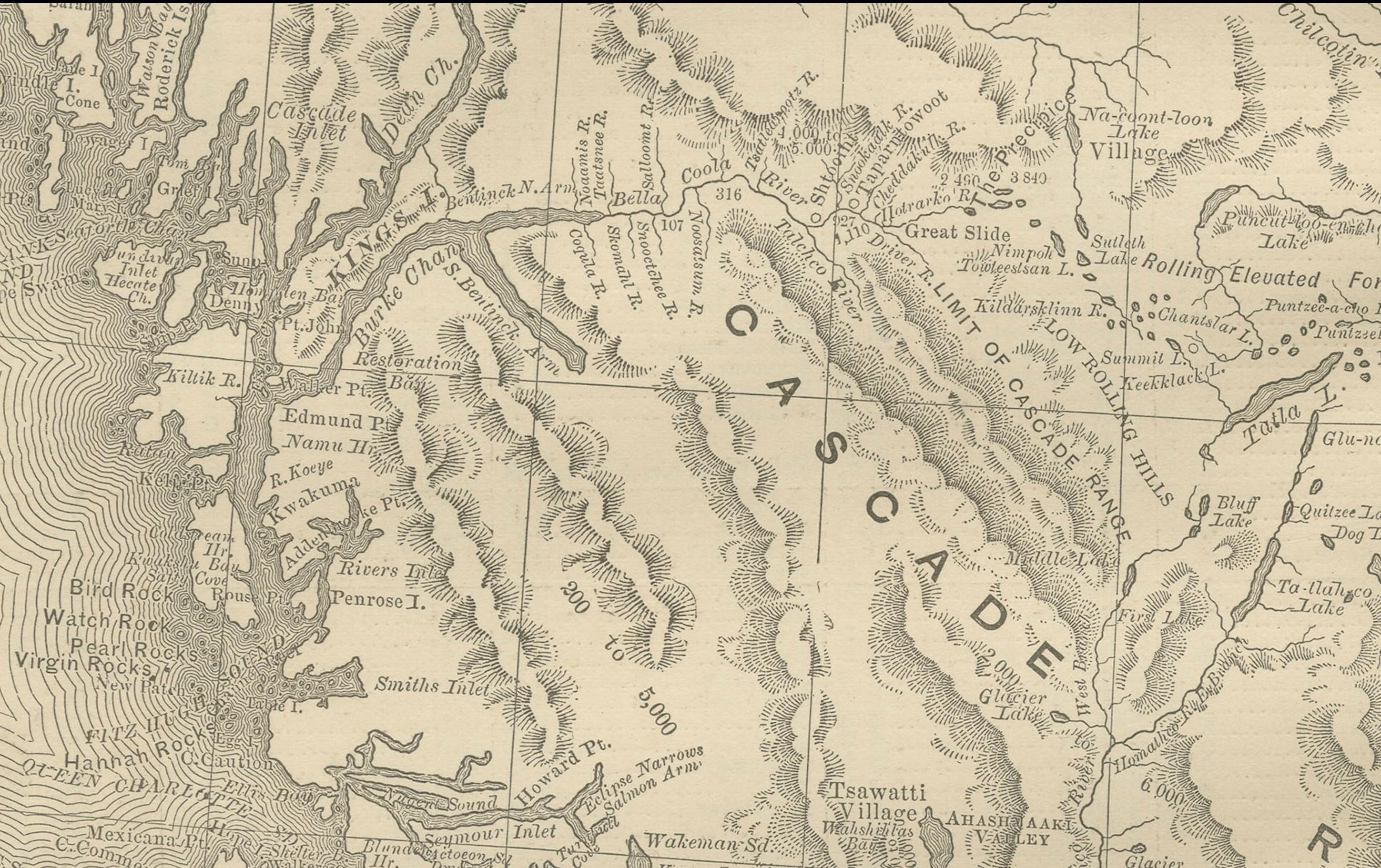 British Columbia 1888 Antique Map – Beautiful BC, Towns & Settlements For Sale 3