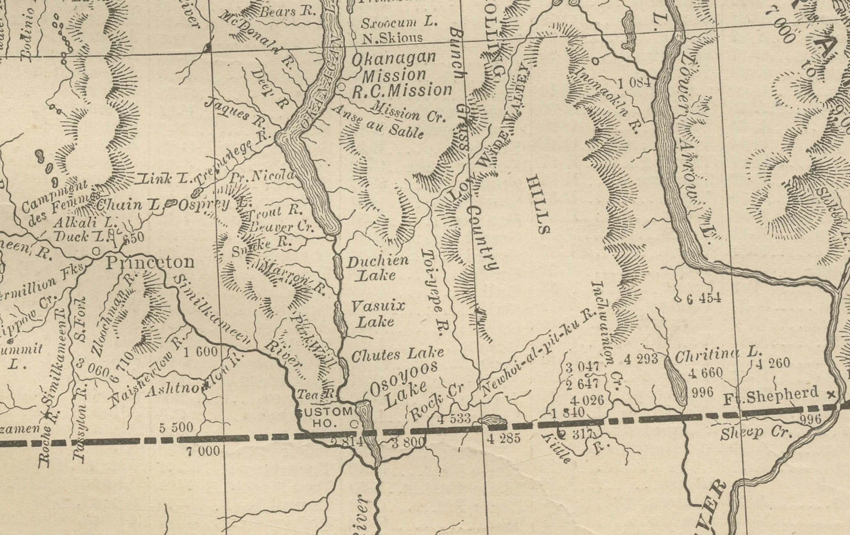 American British Columbia 1888 Antique Map – Beautiful BC, Towns & Settlements For Sale