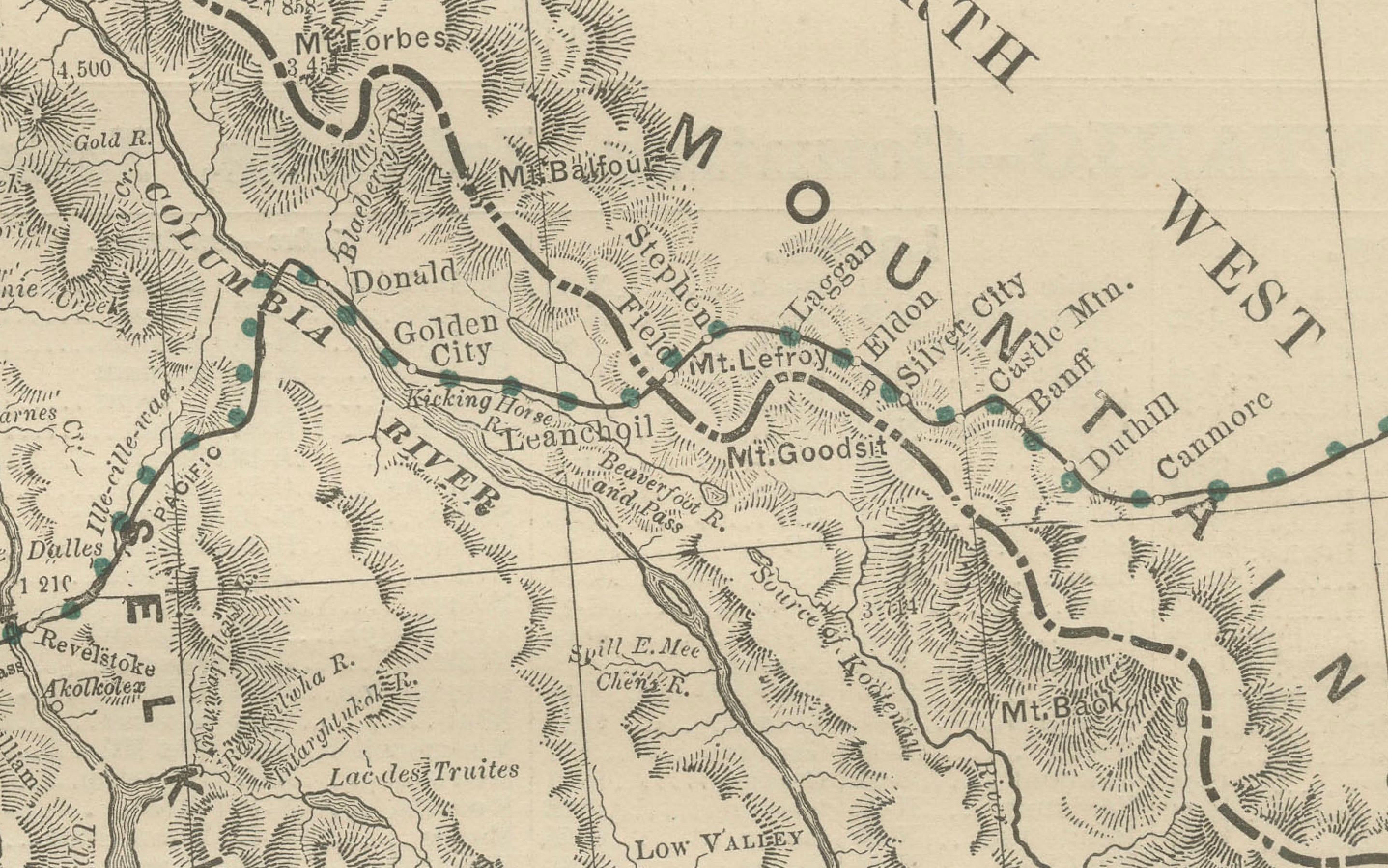 British Columbia 1888 Antique Map – Beautiful BC, Towns & Settlements In Good Condition For Sale In Langweer, NL