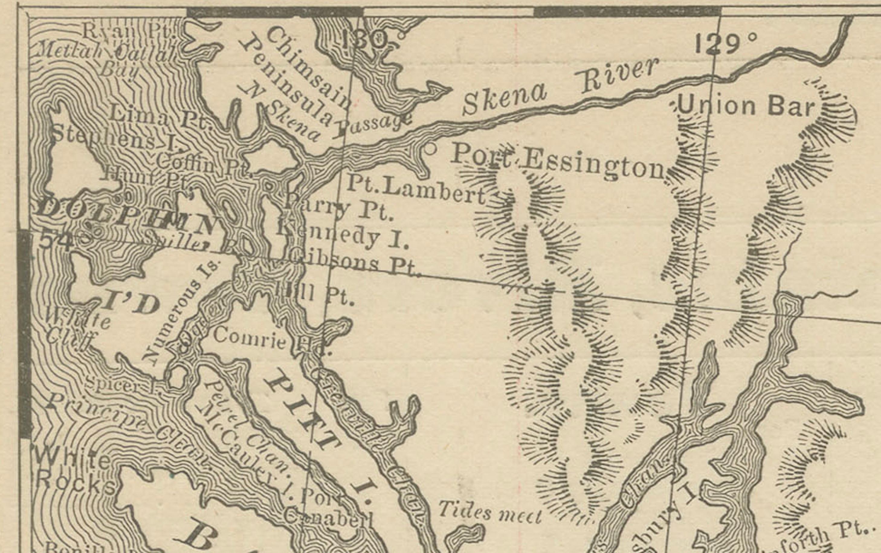 British Columbia 1888 Antique Map – Beautiful BC, Towns & Settlements For Sale 2