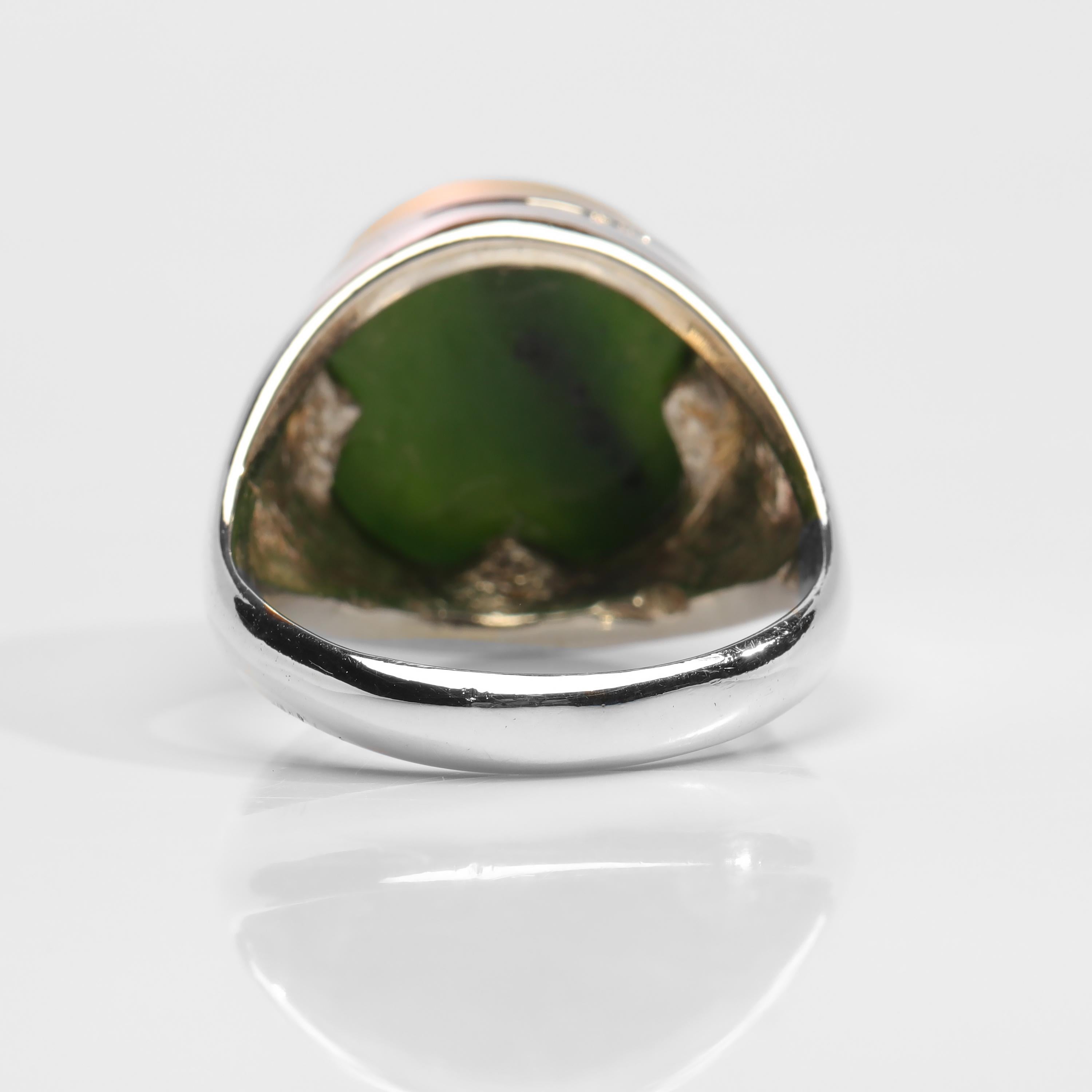 Artisan British Columbian Jade Ring in Silver and Gold