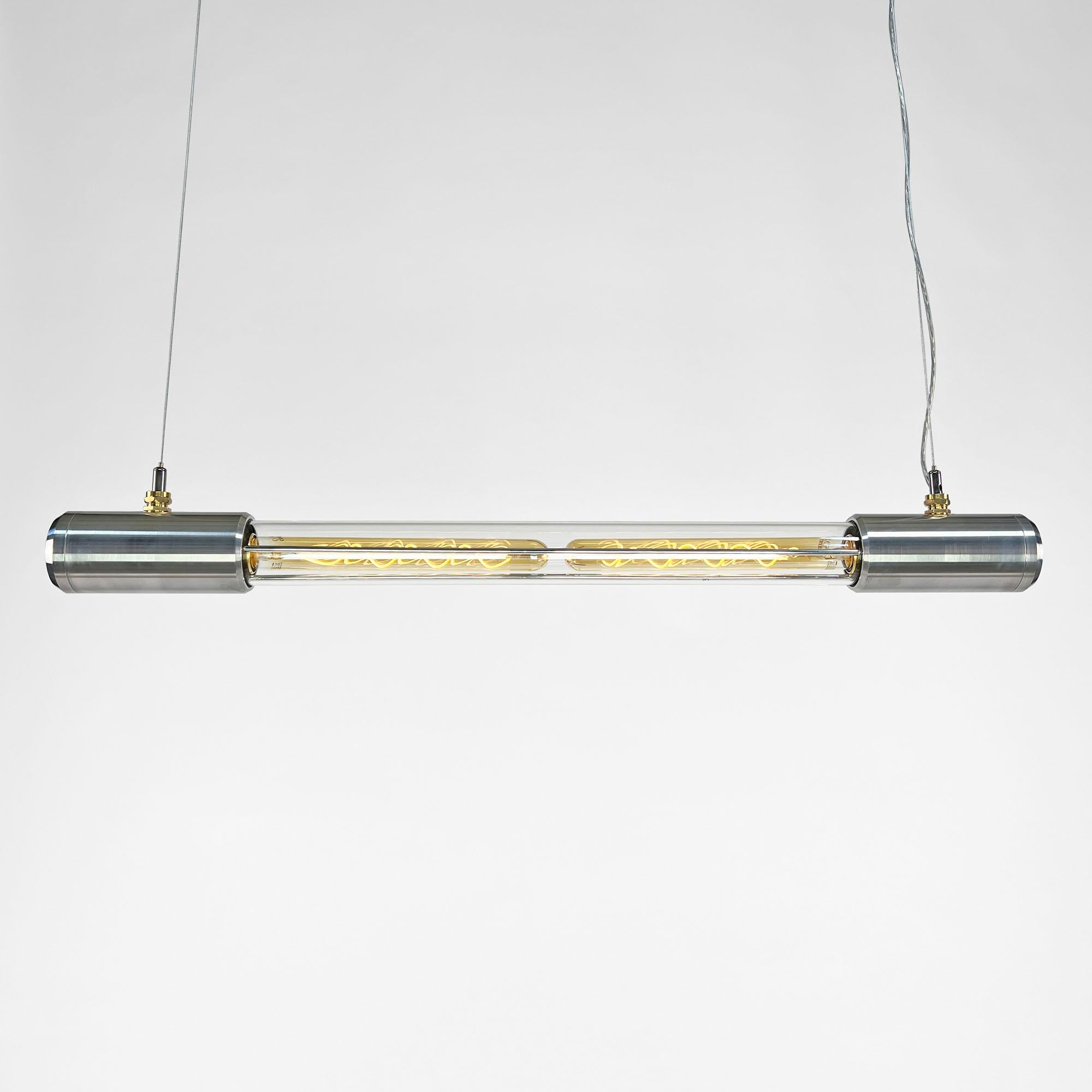 Lampada a tubo Edison contemporanea in alluminio e vetro borosilicato in vendita 2