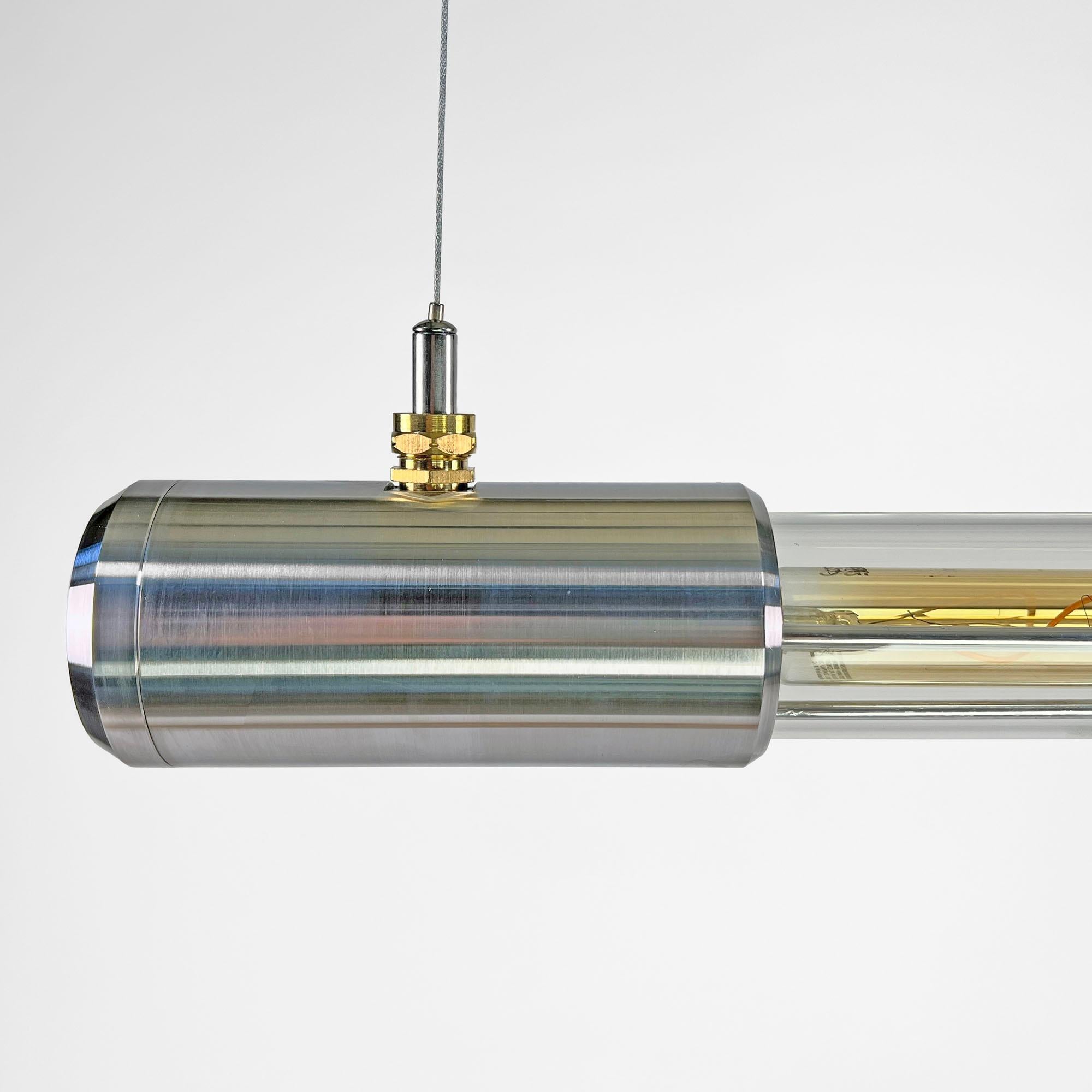 Lampada a tubo Edison contemporanea in alluminio e vetro borosilicato in vendita 4