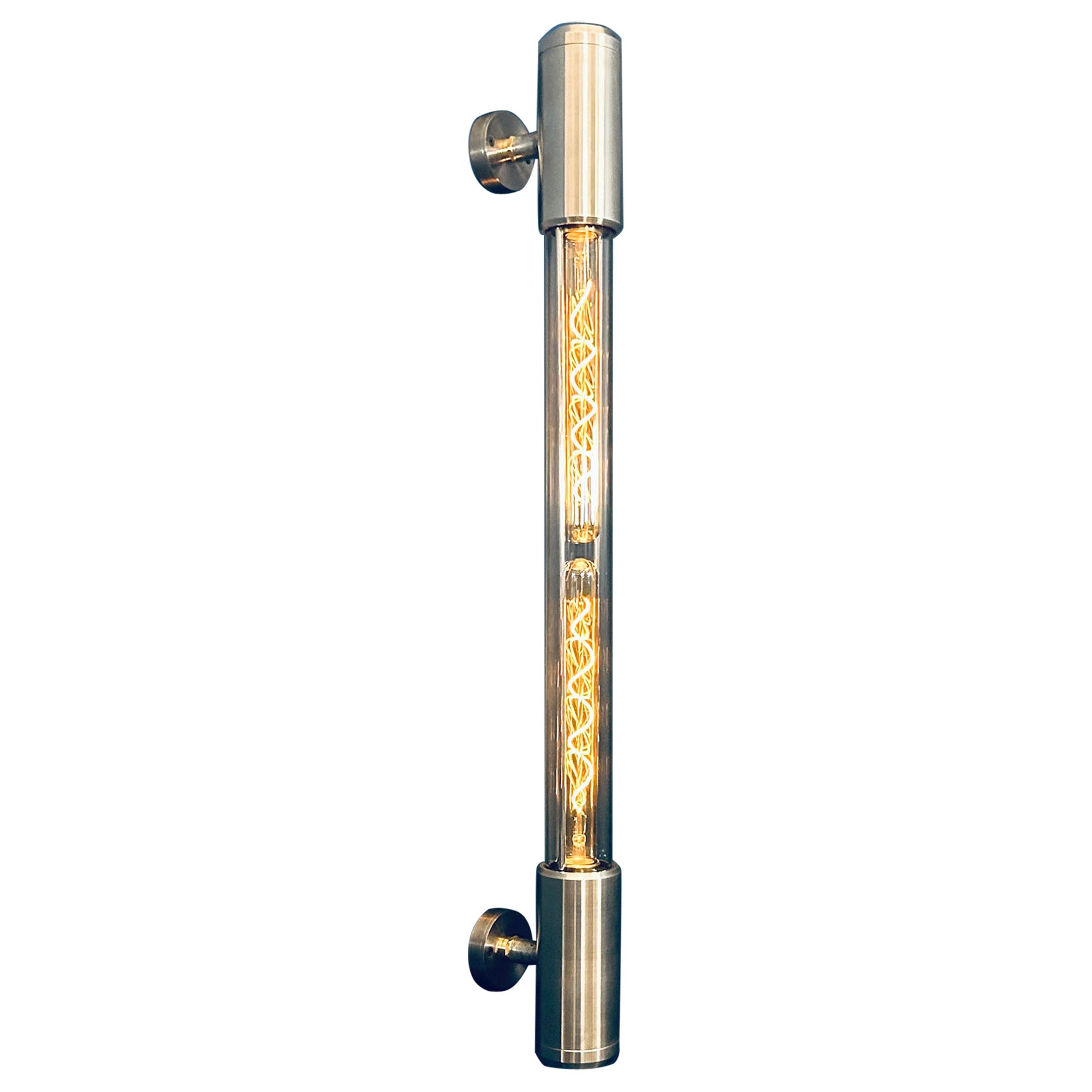 British Contemporary Aluminium & Glass Edison 'Fuse' Tube Light Wall Sconce