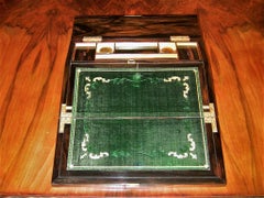 British Coromandel Brass Mother-of-Pearl and Abalone Writing Slope or Lap Desk