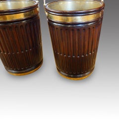 British Country Home Georgian Style Pair of Mahogany Irish Peat Buckets