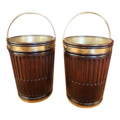 British Country Home Georgian Style Pair of Mahogany Irish Peat Buckets