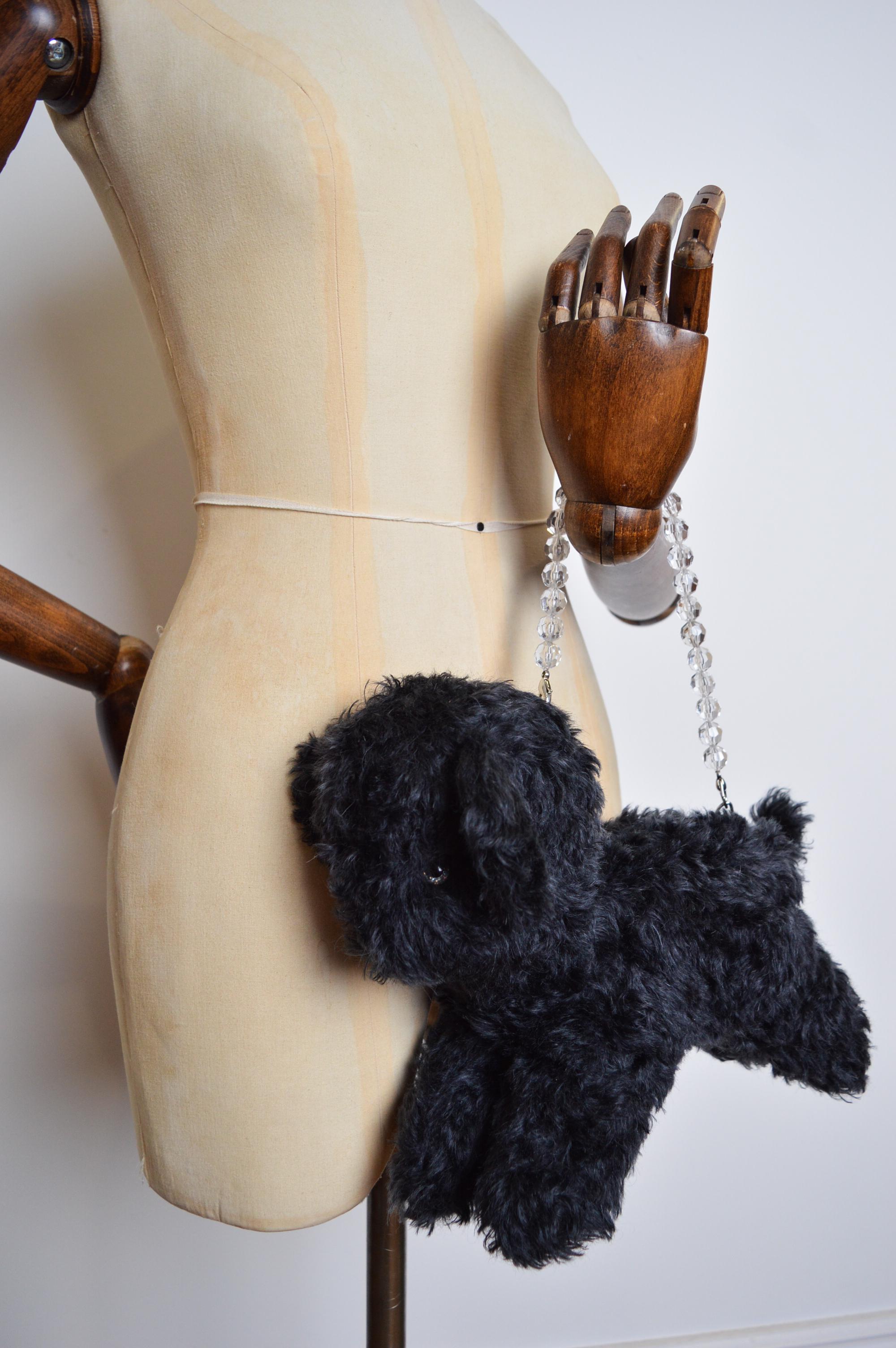 British Designer Ashley Williams 'Claudia' Mohair Novelty Teddy Dog Mini Bag For Sale 8